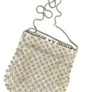 Vintage Silver Evening Bag with Chain Strap